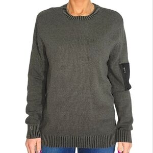 Trash Nouveau Cotton/Acrylic Cargo Sweater Size Medium Green Grey